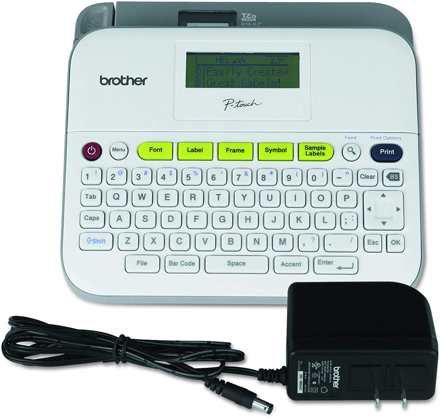 Brother P-touch Label Maker, Versatile Easy-to-Use Labeler, PTD400AD, AC Adapter, QWERTY Keyboard, Multiple Line Labeling, White Brother P-touch Label Maker, Versatile Easy-to-Use Labeler, PTD400AD, AC Adapter, QWERTY Keyboard, Multiple Line Labeling, White